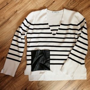 Zara Black & White Striped Top